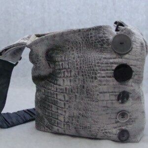 Grey bag with black button hand made from - Etsy InnerCreativeChild NWOT